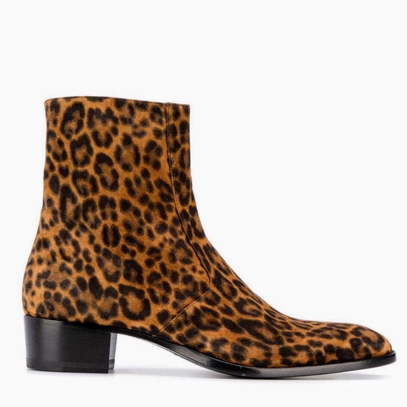 New Saint Laurent Wyatt leopard print 40mm boots - Picture 5 of 8